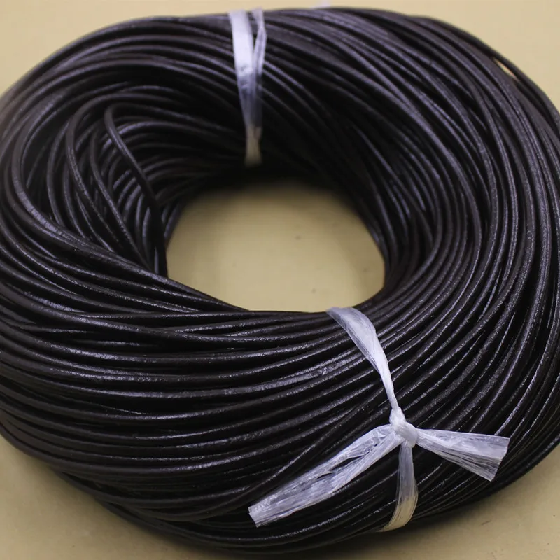 

2meters/lot Brown 1mm/2mm/3mm/4mm/5mm/6mm Round Cow Leather Cords Fit Bracelet Necklace DIY Jewelry Making Findings