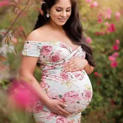 Окей мам для беременных Фотография реквизит для беременных Платья Костюмы для фотосессий Беременность пикантные Длинные Цветочные Труба