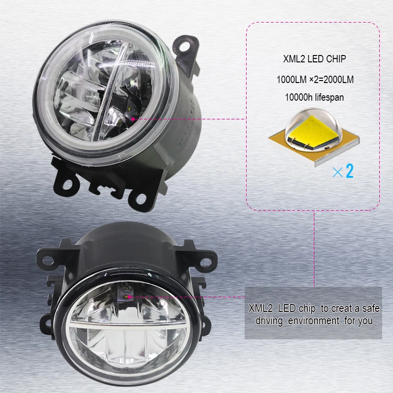  Cawanerl Car H11 4000LM LED Bulb Front Fog Light + Angel Eye DRL Daytime Running Light 12V For Ford - 32994176690
