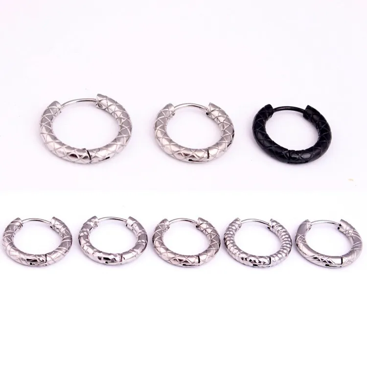 

Fashion Women Men Round Loop Pendientes Silver Gold Black Titanium Steel Round Circle Hoop Huggie Earring Brincos Jewelry