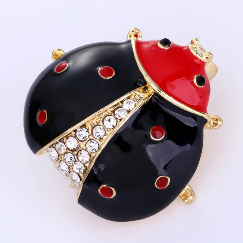 THRWELL Red Black Enamel Beetle Ladybug Brooches High Quality Men And Women Suits Sweater Hat Insect Pins Scarf Buckles | Украшения и