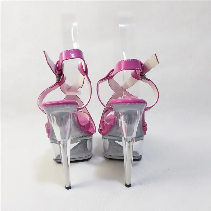 15cm Sexy Super High Heel Platforms Crystal Sandals 6 inch women summer shoes Exotic Dancer sexy pole dancing shoes
