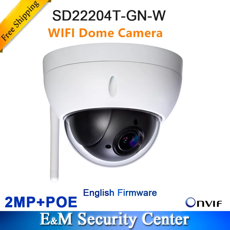 Английский Dahua SD22204T-GN-W WiFI IP 2MP Сеть мини PTZ купол 4x оптический зум беспроводная камера SD22204T-GN-W с логотипом