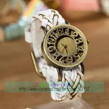 100 шт/лот плетеные кожаные часы с вырезами дизайн повседневные кварцевые часы платье часы Ретро дизайн винтажные наручные часы