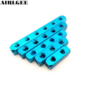 

1/4" PT Thread Port 2 3 4 5 6 7 8 9 Way Pneumatic Quick Connector Air Hose Aluminum Manifold Block Splitter
