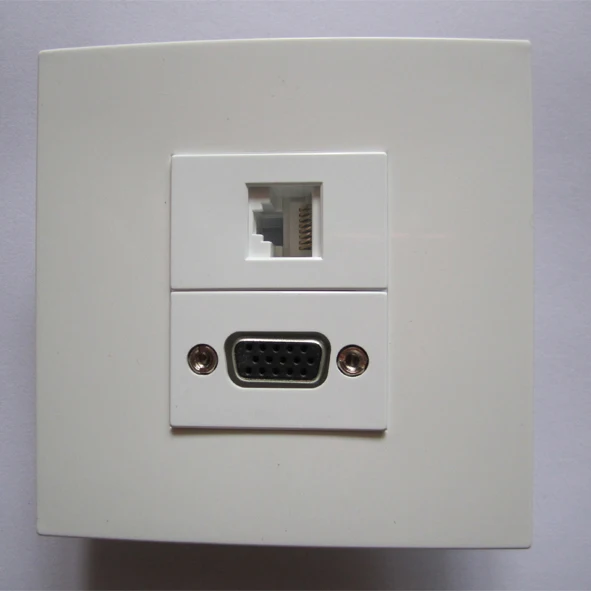 Прямая вилка VGA + RJ45 Сетевая розетка 86 мм белая панель дешевая цена костюм для