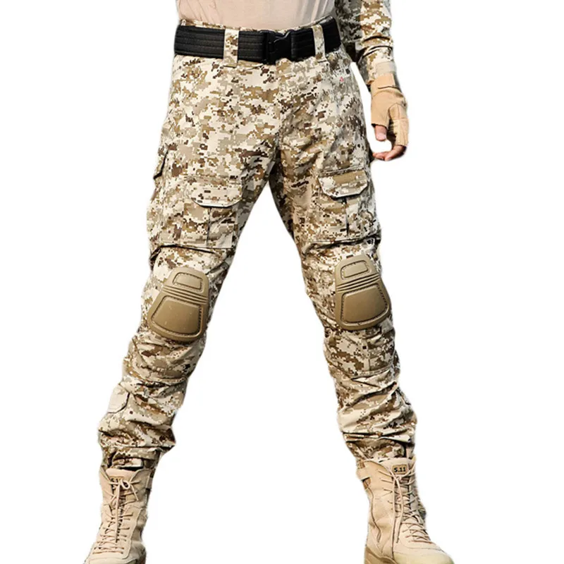 

New Fashion Men Camouflage print Long Pants Military fans black green Patchwork Pockets Camo Combat Tactical Outdoor trouser