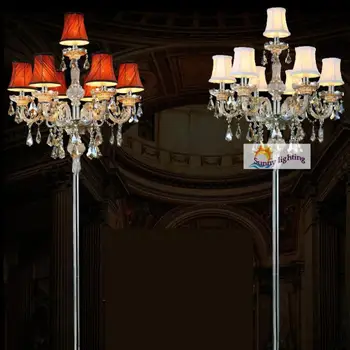 

Large Led floor lamp with shade living room cognac crystal floor lighting glass candlestick 7 bulbs led candle holders Lambader