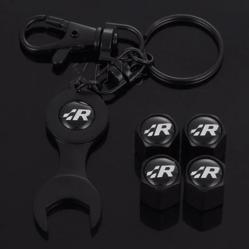 Car Tire Valve Cap Tyre Air Stems Caps Auto Dustproof Cover For Volkswagen VW GR SR R Racing Golf 4 5 6 MK7 GTI Touareg Emblem