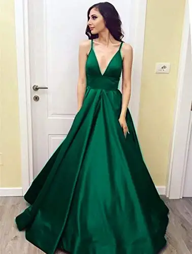 Sexy Spaghetti Strap Lange Prom Jurken 2019 Eenvoudige V-hals Backless Satin Prom Jassen Maat Maken Plus Size Avond Party Jurken Sexy Spaghetti Strap Lange Prom Jurken 2019 Eenvoudige V-hals Backless Satin Prom Jassen Maat Maken Plus Size Avond Party Jurken