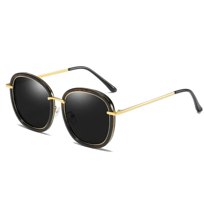 Брендовые дизайнерские солнцезащитные очки женские поляризованные винтажные Красочные Зеркальные Солнцезащитные очки для вождения Модные очки женские поляризационные очки - Цвет линз: leopard print-grey