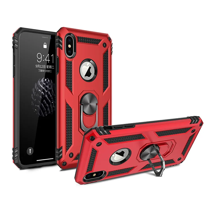 Роскошный военный ударопрочный чехол для iPhone XS Max XR X 6 6S 7 8 Plus телефона 360 держатель