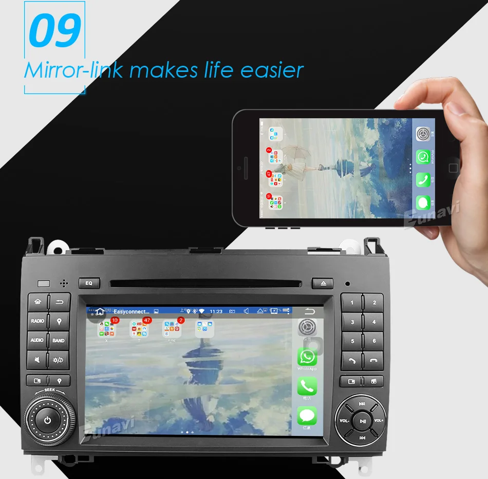 Sale Eunavi 2 Din Android 8.0 Octa 8 core Car DVD Player For Benz Sprinter Vito W169 W245 W469 W639 B200 Radio GPS WiFi 4G RAM 4GB 14