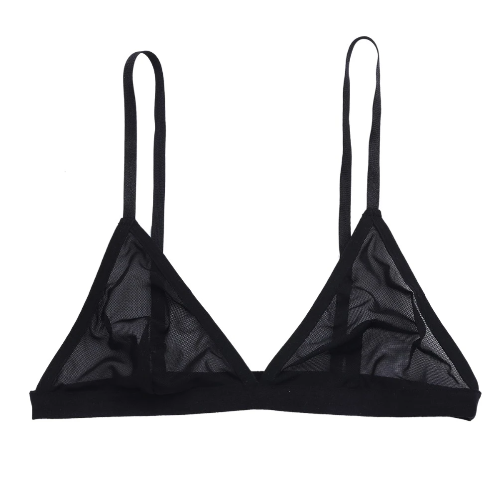 minimizer bra Black Bra Women Mesh Semi Sheer Hollow Out Adjustable Straps Wire-free  Bralettes Female Soft Breathable Underwears Lady nursing bras