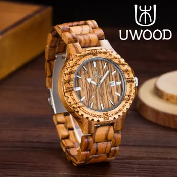 

Fashion!! Men's Wooden Watch Luxury Quartz casual watches for man famous Brand UWOOD watch chrismas gift wooden watch