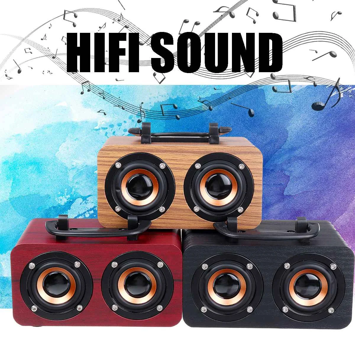 10W Wooden Wireless bluetooth Portable Speakers Subwoofer Stereo Bass System bluetooth Speaker TF USB MP3 Player Home Amplifier