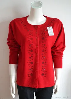 Женский свитер с вышивкой, модная универсальная одежда для мамы, кардиган, женский свитер большого размера, свитер, XXXL 4XL - Цвет: red