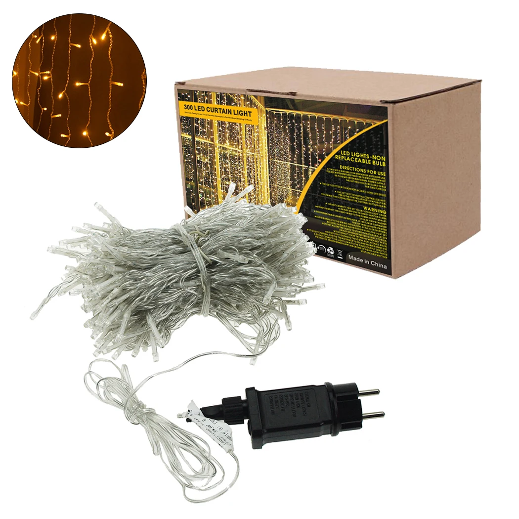 

LEDGLE LED Curtain Lights Icicle Light Decorative String Lights for Christmas Wedding Parties and Patio 8 Lighting Modes IP44