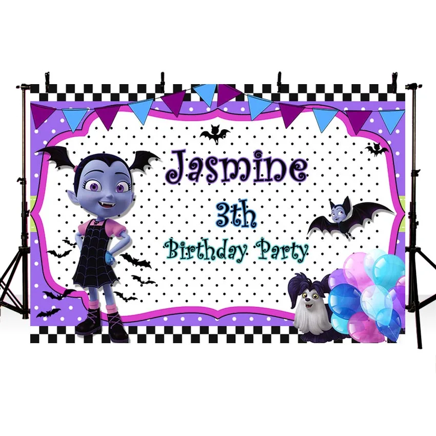 MEHOFOTO белый фиолетовый Junior Vampirina фон овсянка воздушный шар Дети День рождения фоны для фотостудии 7x5FT винил