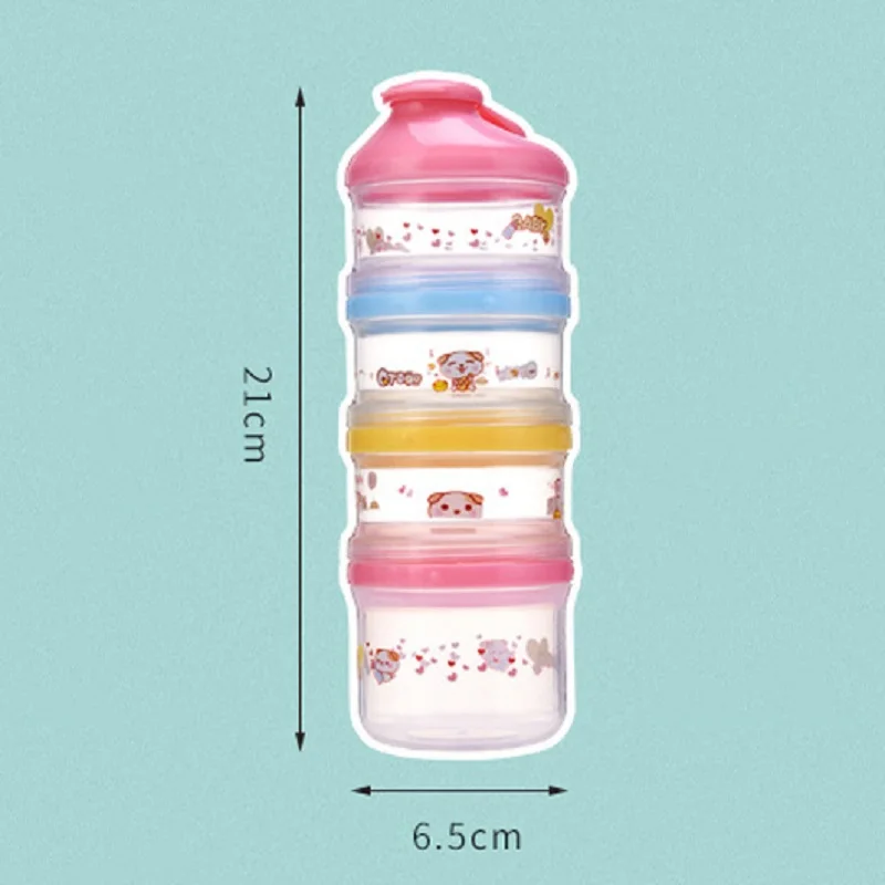 Cartoon Pattern Baby Formula Milk Storage Box Portable outing Food Snacks Container Four Layer big capacity