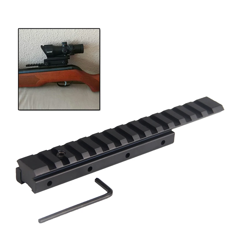 Scope Extension Rail Mount Base Adapter 11mm to 20mm Converter 15.5cm Length 14 slots Dovetail Picatinny Weaver for Tactical Hunting Accessory RL1-0030 (13)