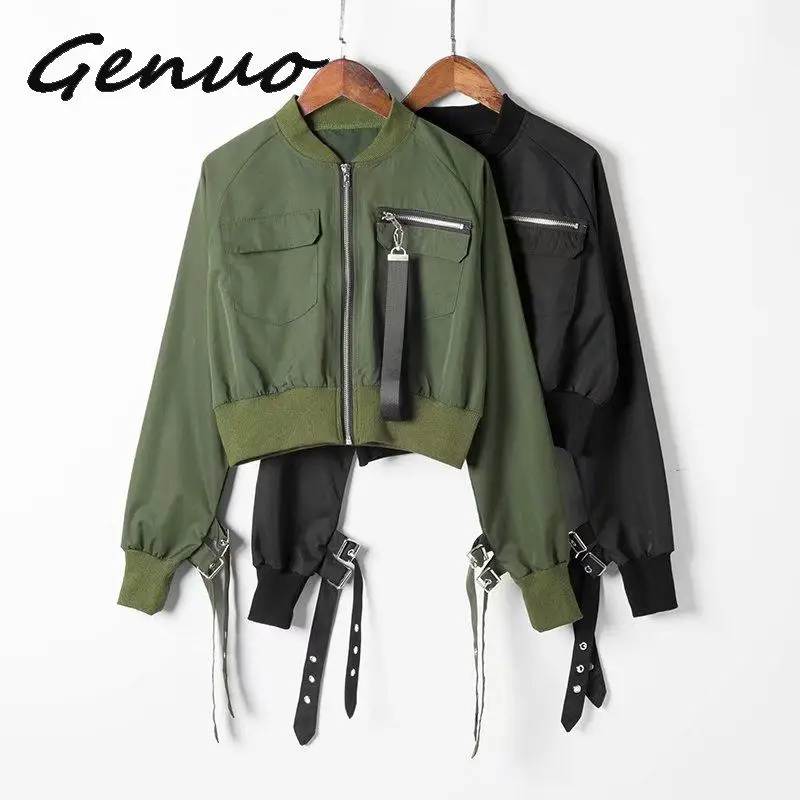 

Autumn Fashion Bomber Jacket short Top Women Long Sleeve Basic Coats Casual Thin Outerwear plus size Short Pilot Bomber Jackets