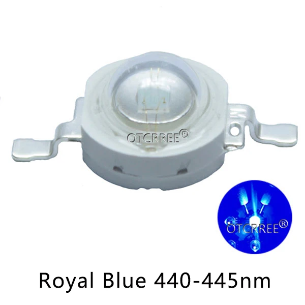 100 шт. 3 Вт высокомощный светодиодный светильник с диодным диодом, холодный, теплый, нейтральный, белый, 10000 К, 20000 к, светло-голубой, точечный светильник, светильник, лампа - Испускаемый цвет: Royal Blue 440-445nm