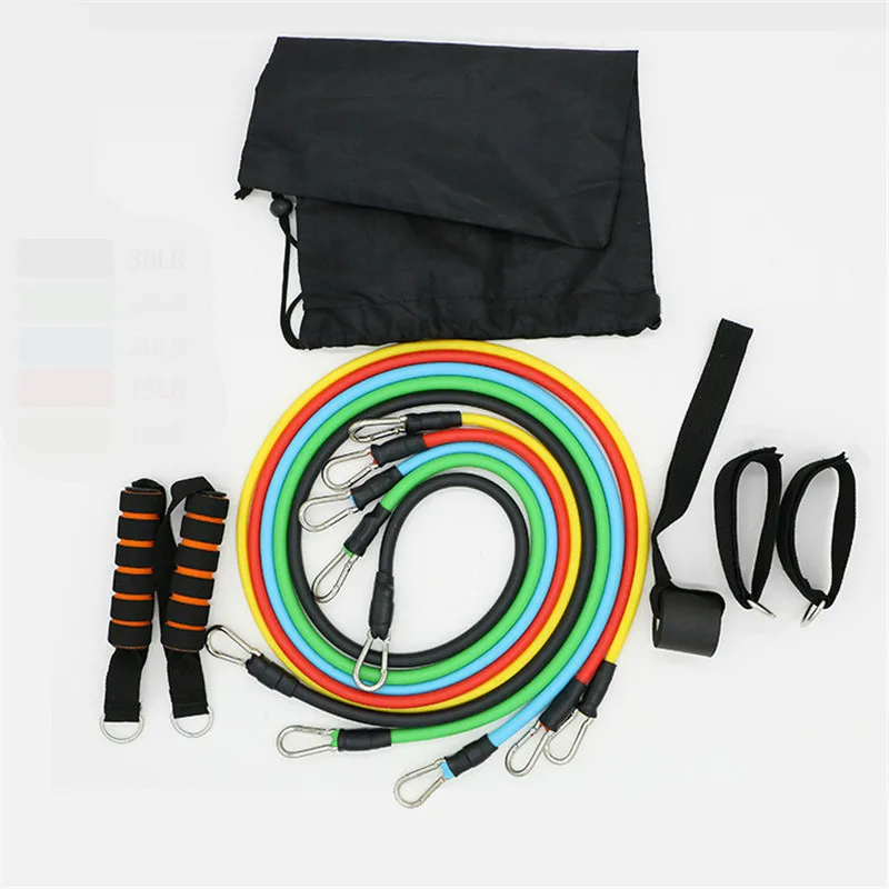 

Sports Gears 11 Pcs/Set Gym Rubber Resistance Bands Latex Fitness Equipment Yoga Pull Rope Tubes Practical Elastic Training Rope