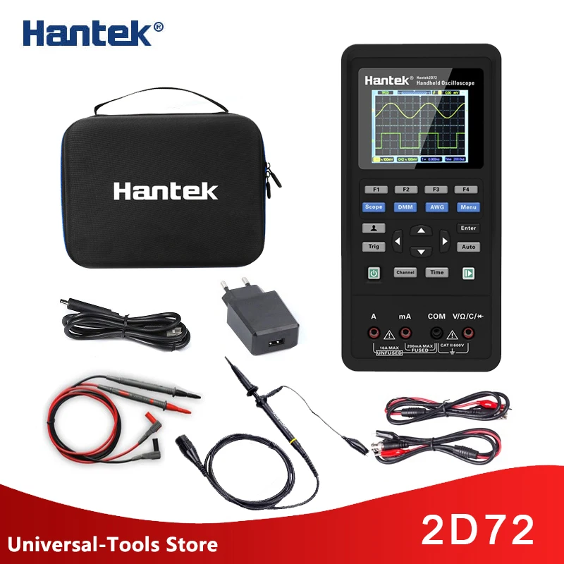 

Hantek 2D72 3 in 1 Digital Oscilloscope 250MSa/S Waveform Generator Multimeter USB Portable 2 Channel 40mhz 70mhz Multifunction