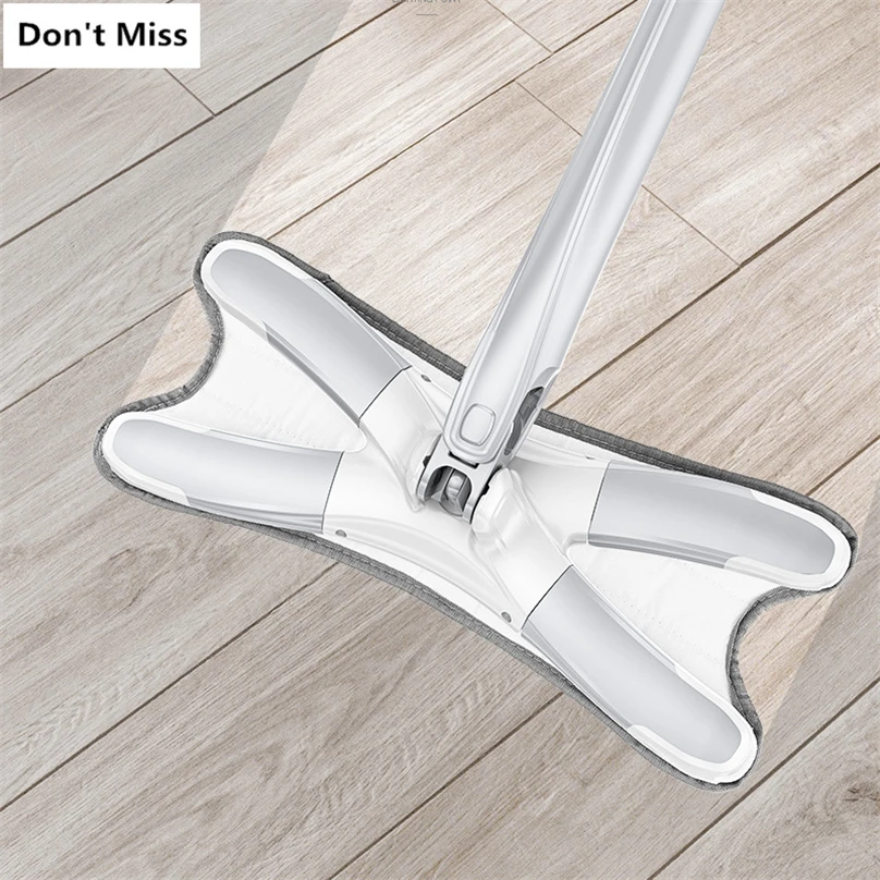 

House Flat Squeeze Mop Floor Cleaning Mop X-Shape Stainless Free Wringing Microfiber Mop Pad Wet Dry Use on Wooden Laminate Tile