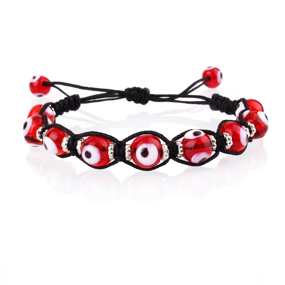 

Round Evil Eye Glass Beads Macramed Bracelet For Woman Man Femme Blue Greece Eye Black Thread Adjustable Protection Jewelry Gift