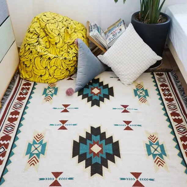 Northern Europe Gree Sofa Blanket Geometric  Carpet For Living Room Bedroom Rug Bedspread Dust Cover Table Cloth Tapestry