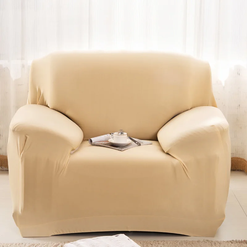Однотонный диван, l-образные чехлы для диванов, эластичный универсальный чехол для дивана, 16 цветов, один/два/три/четыре сиденья - Цвет: beige