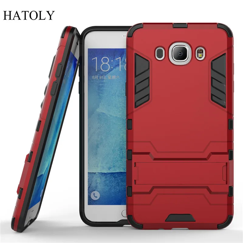 

Case For Samsung Galaxy J7 2016 J710 Slim Hard Phone Case Shockproof Robot Armor Protector Hybrid Rugged TPU Stand Cover Coque