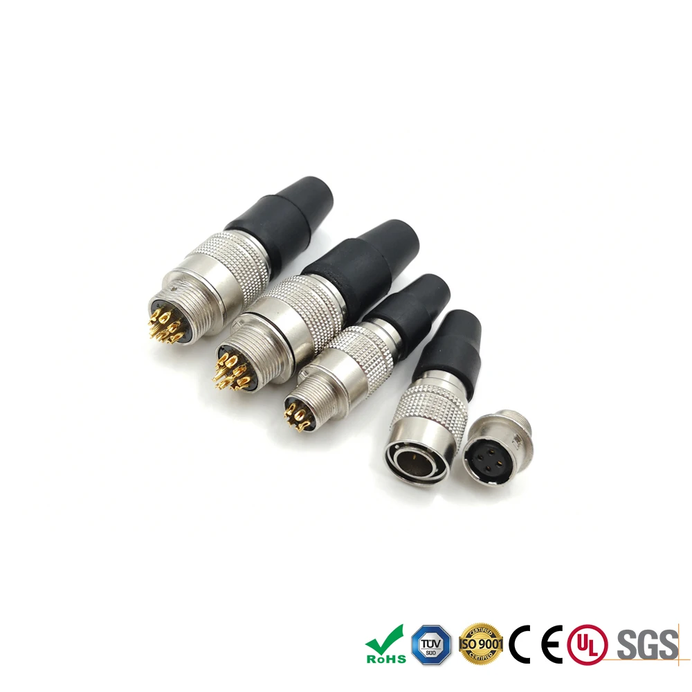 Hirose HR 10A 4 6 10 12 Pin Male Plug and Female Socket for CCD Camera and Lens Connector, Red