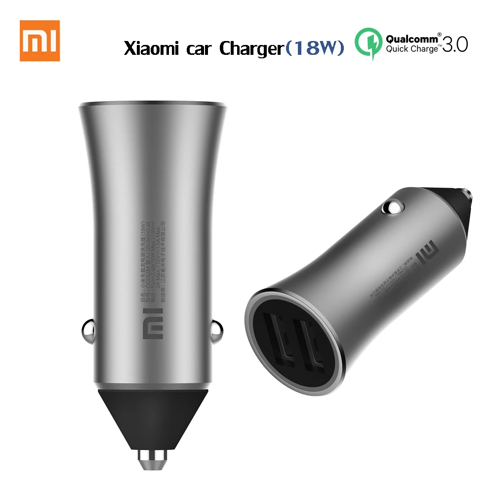 mi 2 для Xiaomi mi автомобильное зарядное устройство QC 3,0 двойной USB быстрая зарядка mi автомобильное зарядное устройство металлический серебристый автомобиль-зарядное устройство для iphone ipad