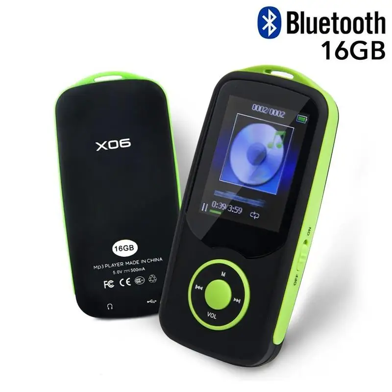 

RUIZU X06 Bluetooth4.0 MP3 Player 16GB Sport Player with 1.8Inch Color Menu Screen High Quality Lossless Music Player FM Radio