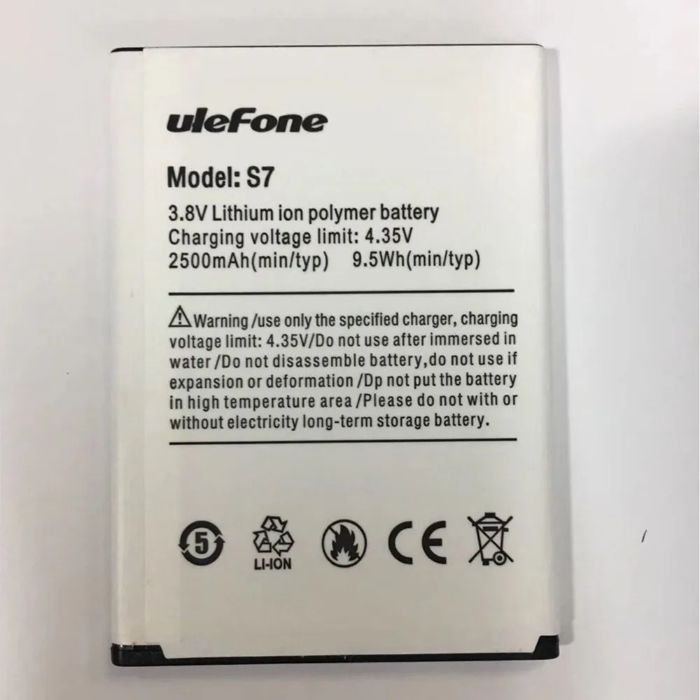 100% Оригинальный чехол-накладка Ulefone S7 Батарея 2500 мАч для 5 0 дюйма ulefone s7 смартфон с
