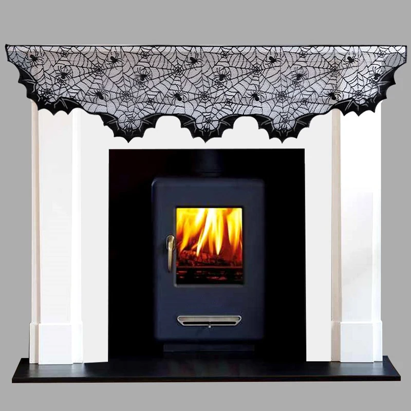 Halloween Spiderweb Tablecloth Fireplace Home Decor Runner Scarf