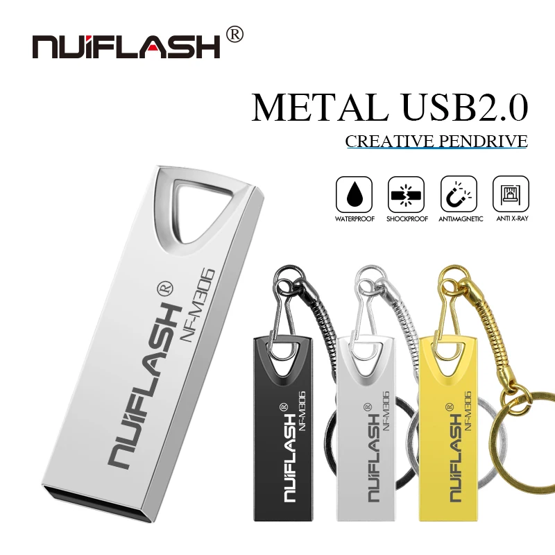 Горячие Nuiflash usb2.0 64 ГБ Usb флэш-накопитель водонепроницаемые накопители 16 ГБ 8 ГБ 4 ГБ Флешка 128 ГБ 32 ГБ u диск с подарочным кольцом для ключей