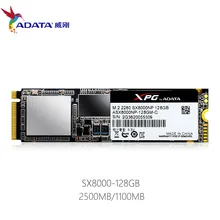 ADATA XPG SX8000 PCIe 128 GB 3D NAND PCIe Gen3x2 M.2 2280 NVMe 1,2 R/W до 2500/1100 МБ/с. Твердотельный накопитель(ASX8000NP-128GM-C