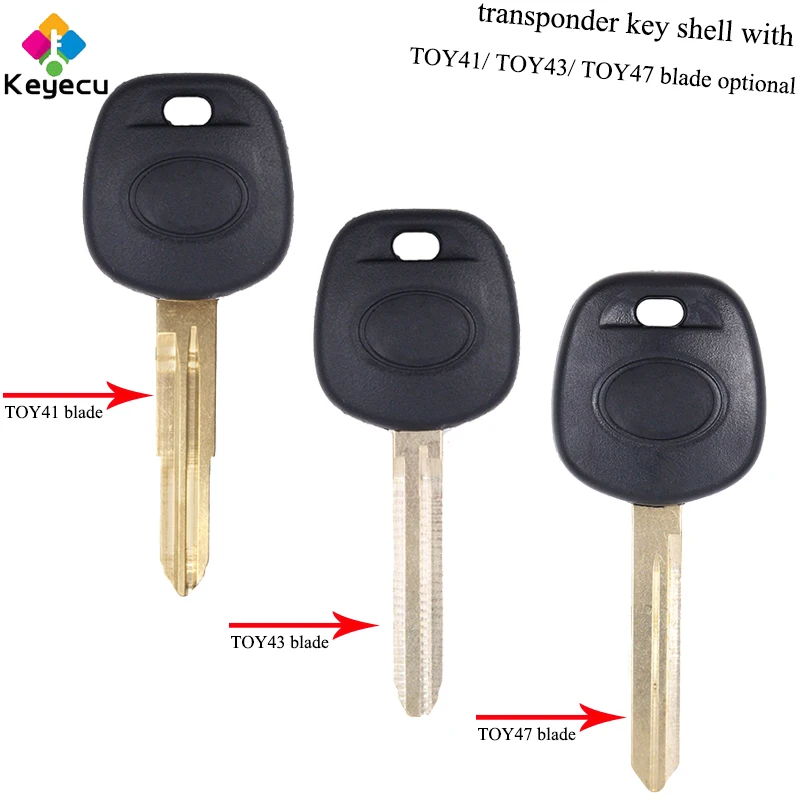 

KEYECU Replacement Transponder Key Shell Case - TOY41/ TOY43/ TOY47 Blade - FOB for Toyota RAV4 Prado Yaris Camry Corolla Echo