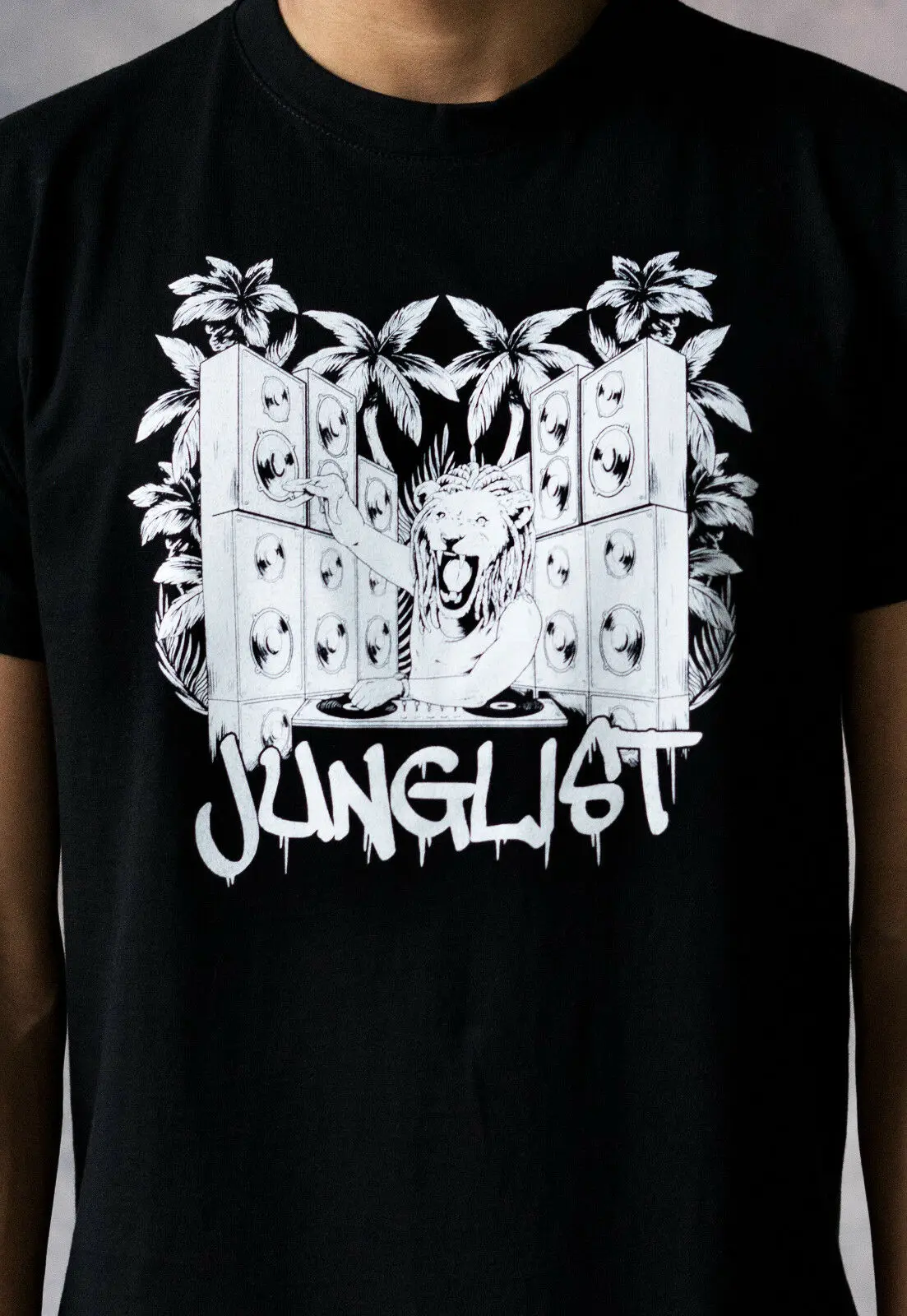 

Drum and Bass Lion DJ T Shirt n & Music Jungle Neurofunk Junglist Amen Men's Tee
