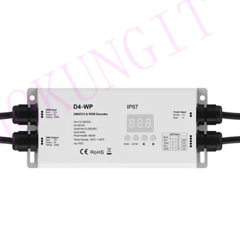 

DMX 512 RDM Decoder D4-WP DC 12V 24V 36V Constant Voltage Waterproof IP67 4 Channel 20A RGB RGBW Strip DMX512 Controller