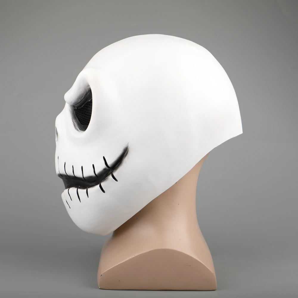 Movie The Nightmare Before Christmas Jack Skellington Cosplay Face Masks Pumpkin King Full Head White Latex Props Halloween Gift (7)