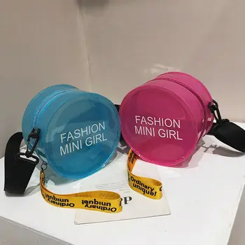 

New Round Women's Transparent PVC Shoulder Bag Fashion Candy Color Messenger Bag Casual Tote Bag