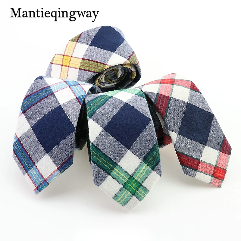

Mantieqingway Plaid Ties for Men Neckwear Jacquard Neckties of Men's Skinny Cotton Ties Cravats Casual Neckties Brand New Ties
