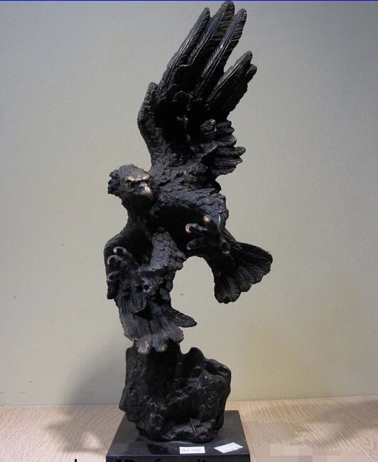 

xd 002294 Art Decor Copper Bronze Marble Base Figurine Arabia Eagle Bird Statue Sculpture