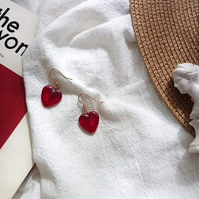Buy Resin popular heart shaped earrings earrings