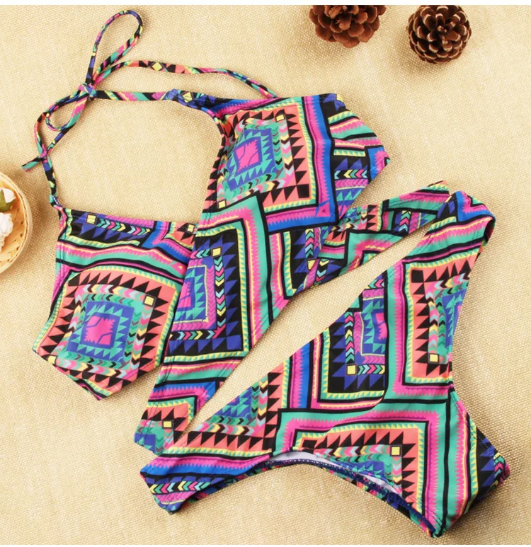 

Free Post 2016 new explosion models in Europe and America retro print bikini sexy bikini ladies swimsuit sexy bikini #9999